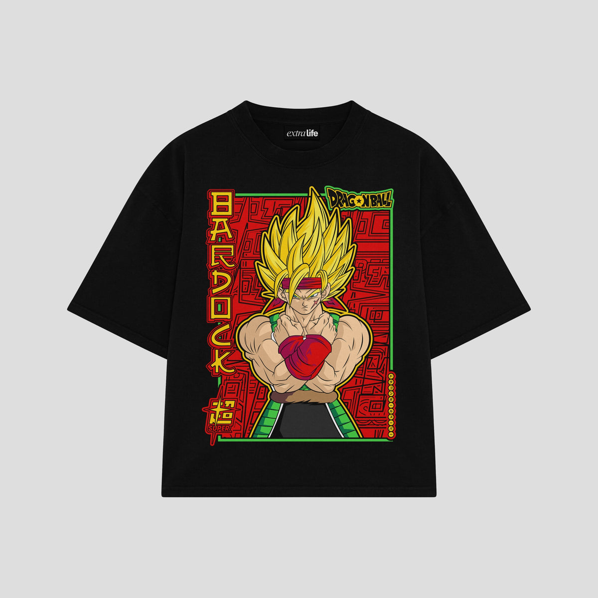 Playera streetwear premium de anime y gaming ExtraLife MX, corte oversized drop shoulder ligero y fresco en color Deep Black y Off-White, moda urbana mexicana de culto.