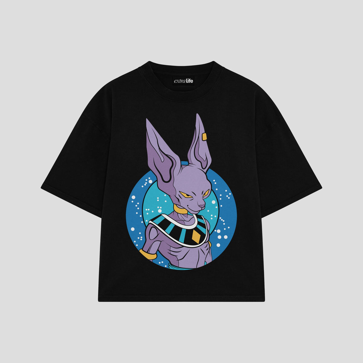 Playera streetwear premium de anime y gaming ExtraLife MX, corte oversized drop shoulder ligero y fresco en color Deep Black y Off-White, moda urbana mexicana de culto.