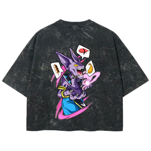 Playera streetwear premium de anime y gaming ExtraLife MX, corte boxy deluxe mineral wash heavyweight en color Acid Wash, moda urbana mexicana de culto.