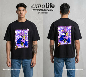 El Poder de las Esferas | El Dios Felino #00677 - Playera Oversized Premium | Deep Black - Foto en modelo