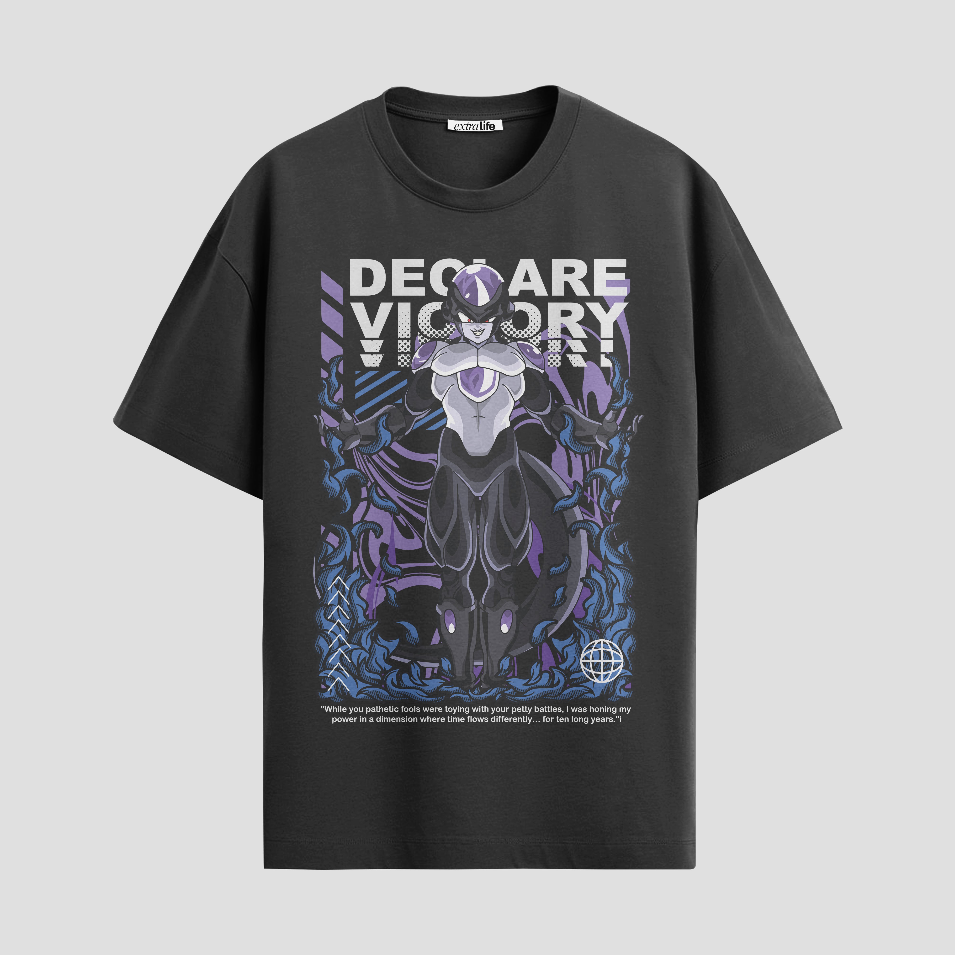 Playera urbana de anime y gaming ExtraLife MX, corte Standard Fit unisex ligero y transpirable en color Deep Black y Pure White, ropa de uso diario para gym y casual.