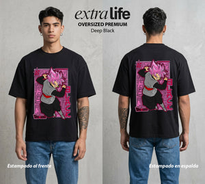 El Poder de las Esferas | Guerrero de las Estrellas #00680 - Playera Oversized Premium | Deep Black - Foto en modelo