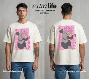 El Poder de las Esferas | Guerrero de las Estrellas #00680 - Playera Oversized Premium | Off White - Foto en modelo