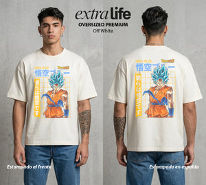 El Poder de las Esferas | Guerrero de las Estrellas #00681 - Playera Oversized Premium | Off White - Foto en modelo