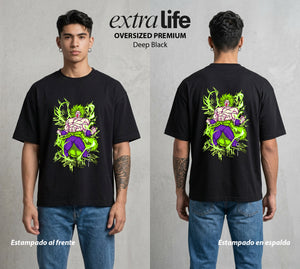 El Poder de las Esferas | Fuerza Legendaria #00682 - Playera Oversized Premium | Deep Black - Foto en modelo
