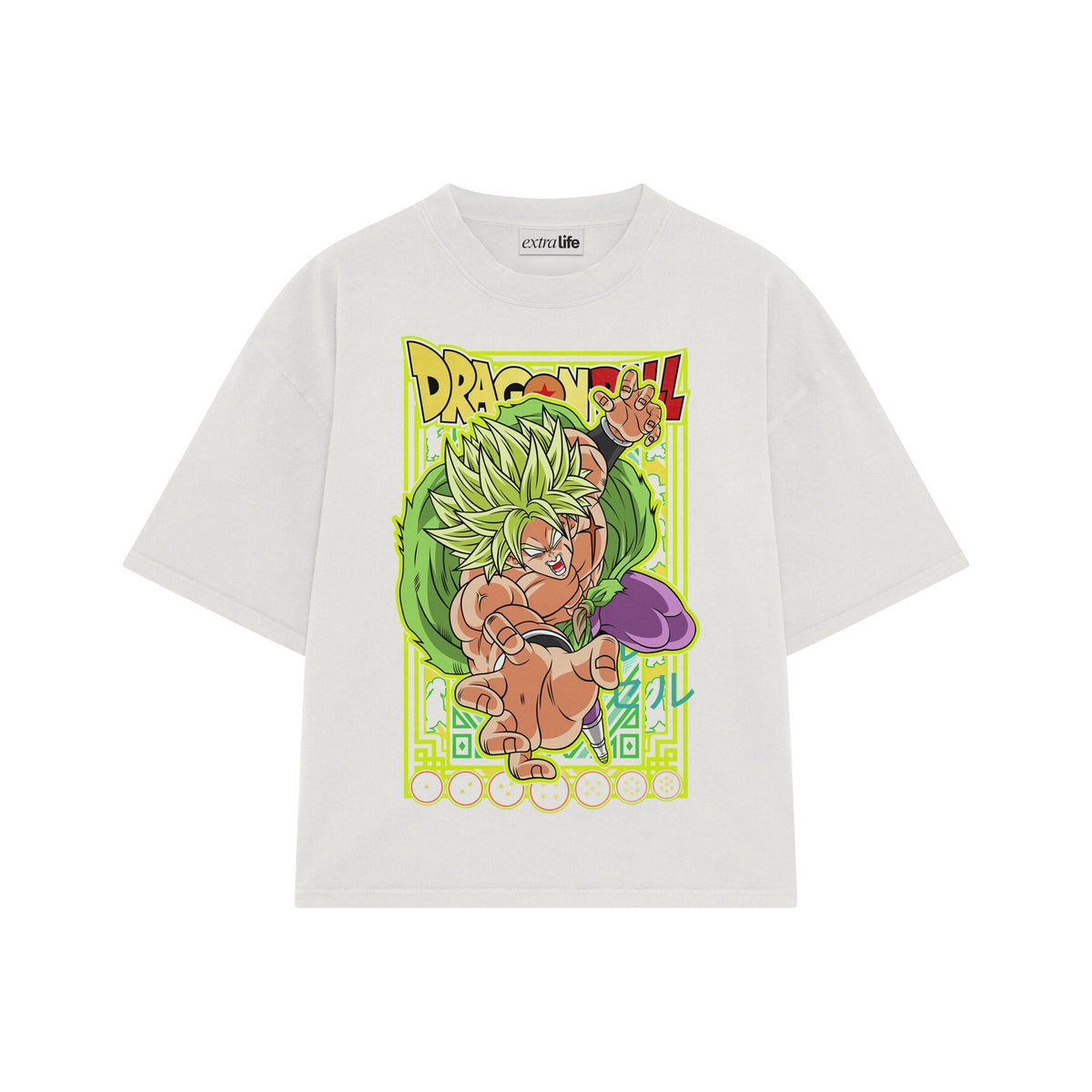 Playera streetwear premium de anime y gaming ExtraLife MX, corte oversized drop shoulder ligero y fresco en color Deep Black y Off-White, moda urbana mexicana de culto.