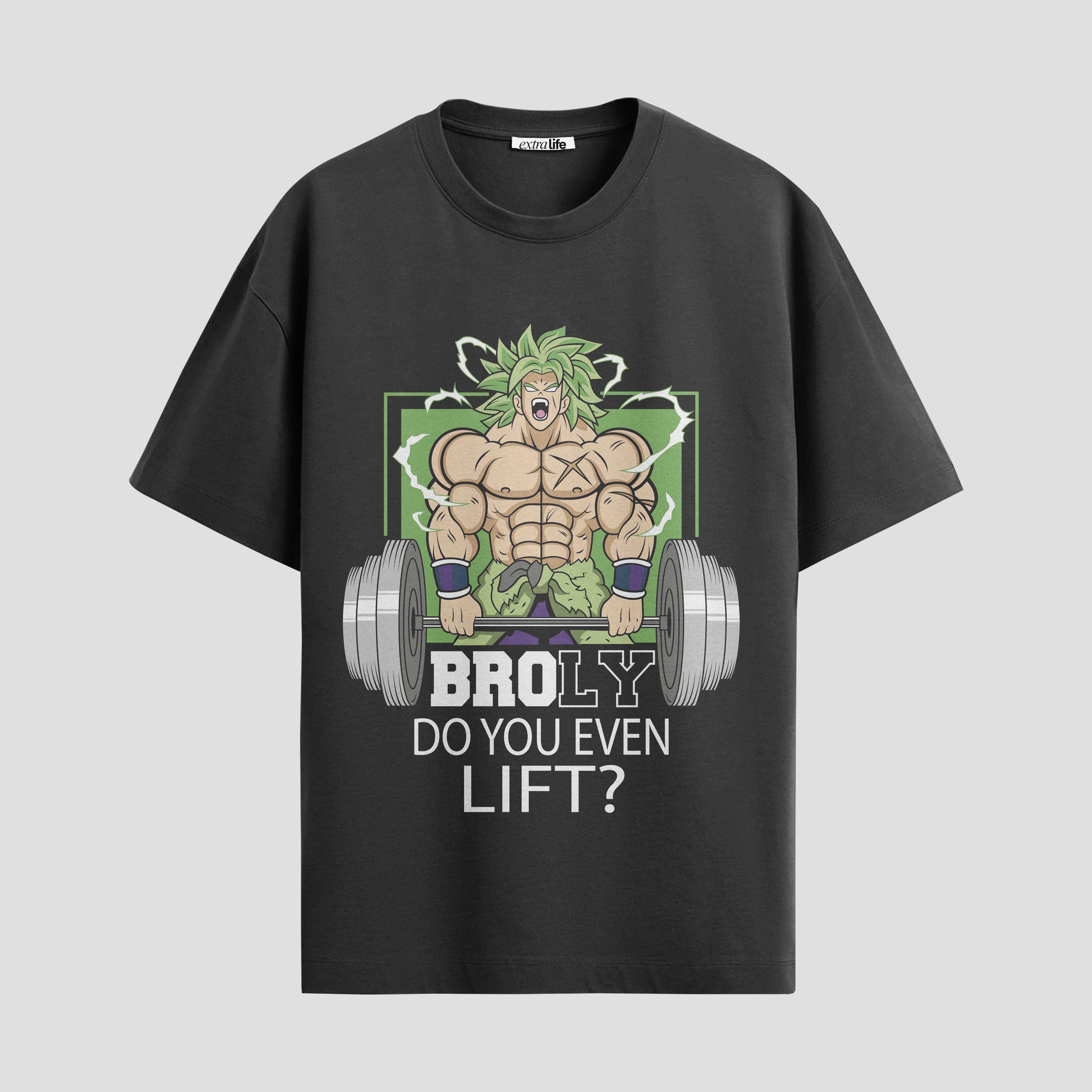 Playera urbana de anime y gaming ExtraLife MX, corte Standard Fit unisex ligero y transpirable en color Deep Black y Pure White, ropa de uso diario para gym y casual.