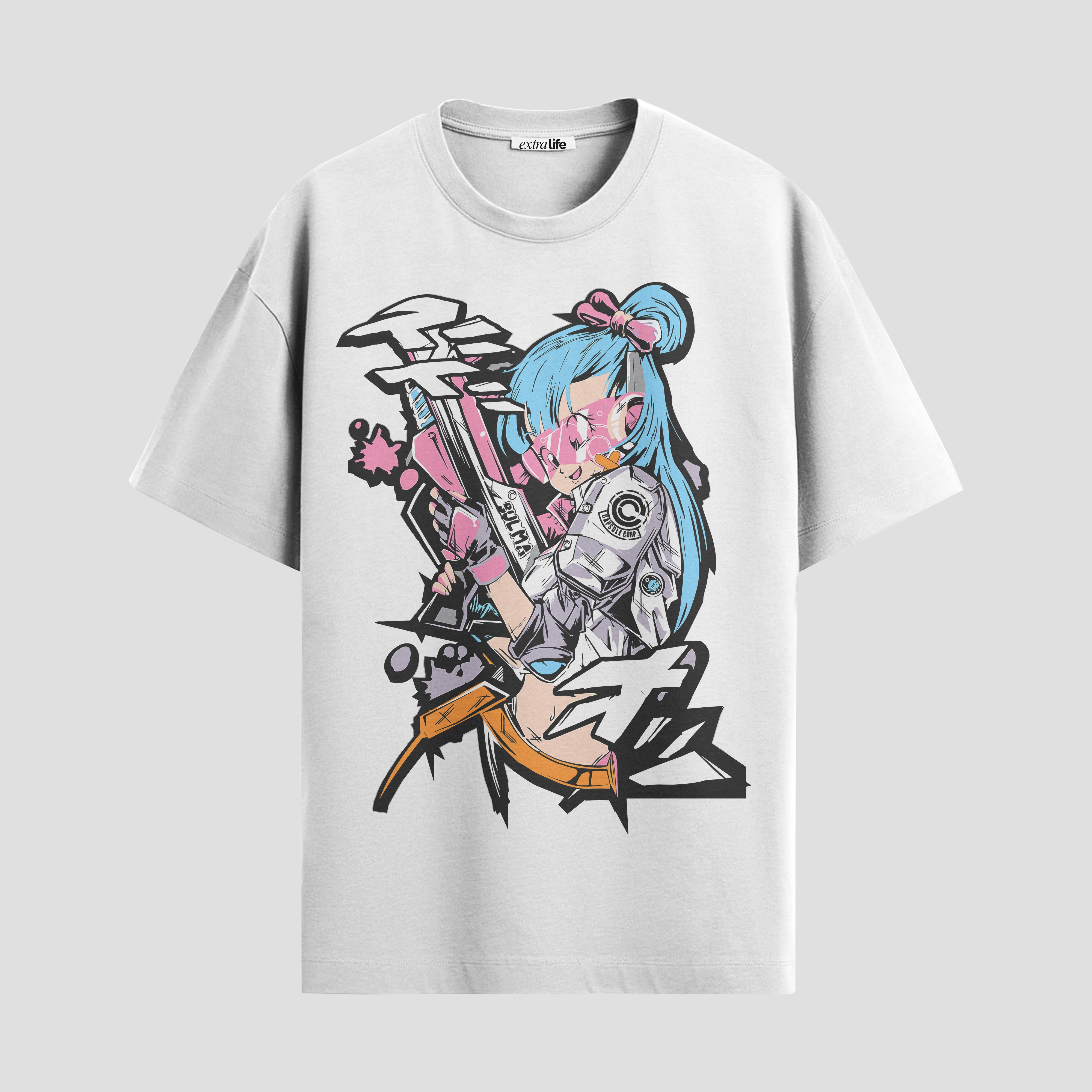 Playera urbana de anime y gaming ExtraLife MX, corte Standard Fit unisex ligero y transpirable en color Deep Black y Pure White, ropa de uso diario para gym y casual.