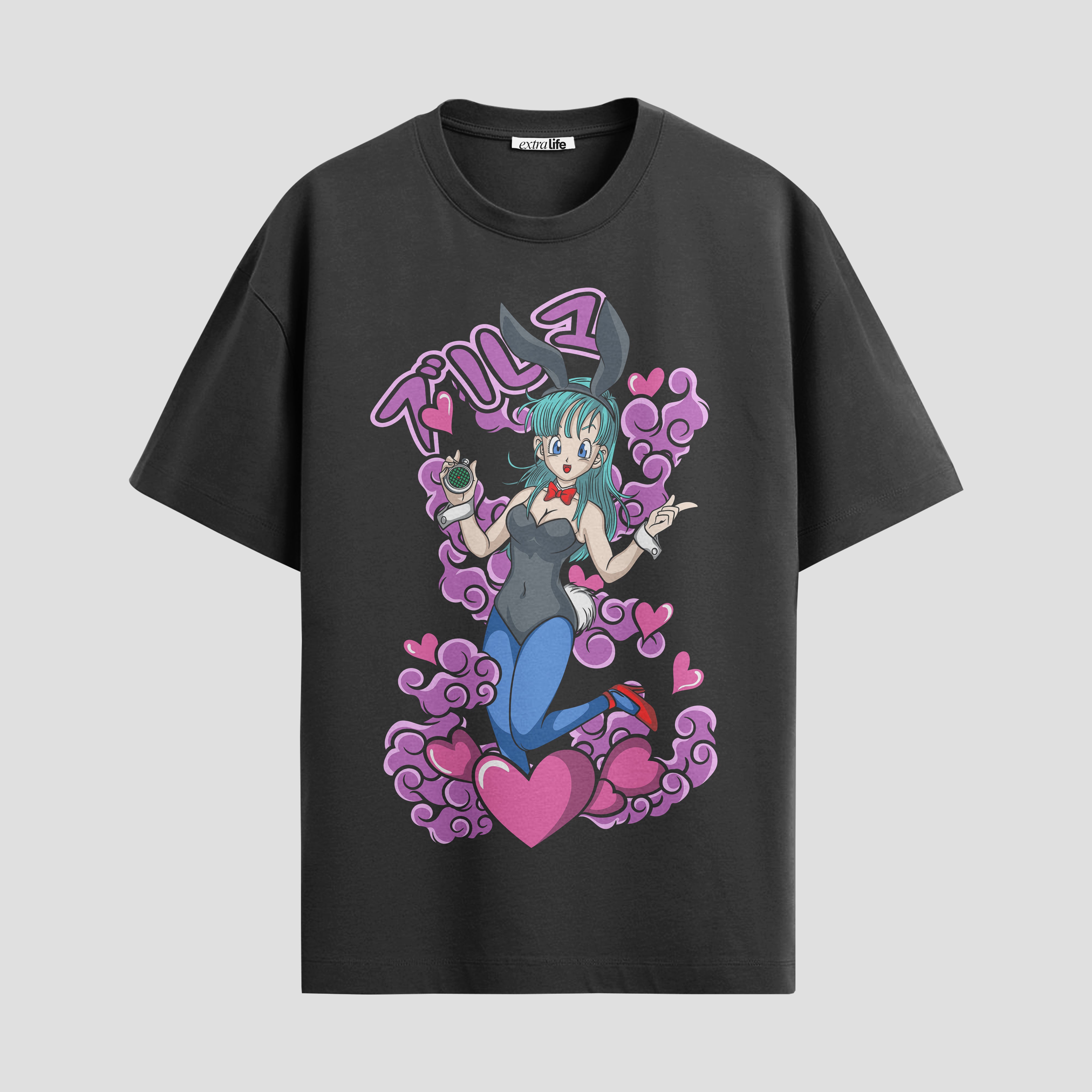 Playera urbana de anime y gaming ExtraLife MX, corte Standard Fit unisex ligero y transpirable en color Deep Black y Pure White, ropa de uso diario para gym y casual.
