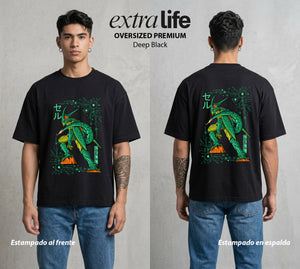 El Poder de las Esferas | La Perfeccion Genetica #00694 - Playera Oversized Premium | Deep Black - Foto en modelo