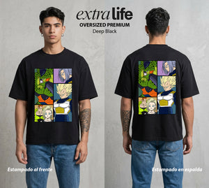 El Poder de las Esferas | Galeria del Poder Z #00698 - Playera Oversized Premium | Deep Black - Foto en modelo