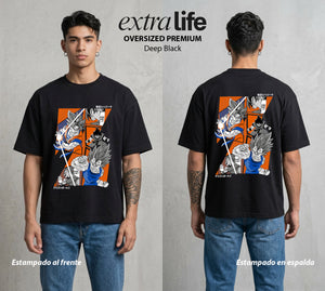 El Poder de las Esferas | Galeria del Poder Z #00700 - Playera Oversized Premium | Deep Black - Foto en modelo