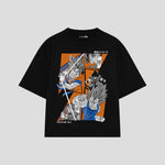 Playera streetwear premium de anime y gaming ExtraLife MX, corte oversized drop shoulder ligero y fresco en color Deep Black y Off-White, moda urbana mexicana de culto.