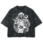 Playera streetwear premium de anime y gaming ExtraLife MX, corte boxy deluxe mineral wash heavyweight en color Acid Wash, moda urbana mexicana de culto.