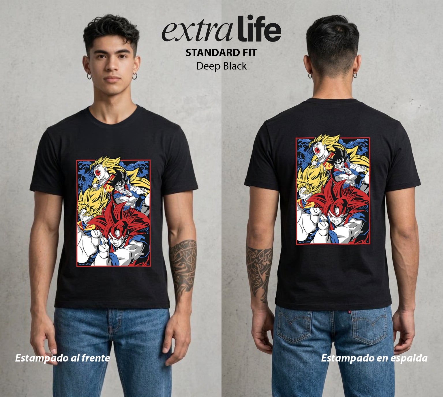 El Poder de las Esferas | Los Heroes del Universo #00703 - Playera Standard Fit | Deep Black - Foto en modelo