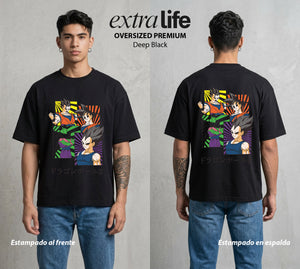 El Poder de las Esferas | Galeria del Poder Z #00704 - Playera Oversized Premium | Deep Black - Foto en modelo