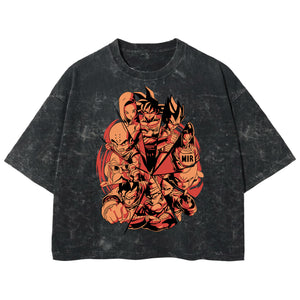 Playera streetwear premium de anime y gaming ExtraLife MX, corte boxy deluxe mineral wash heavyweight en color Acid Wash, moda urbana mexicana de culto.