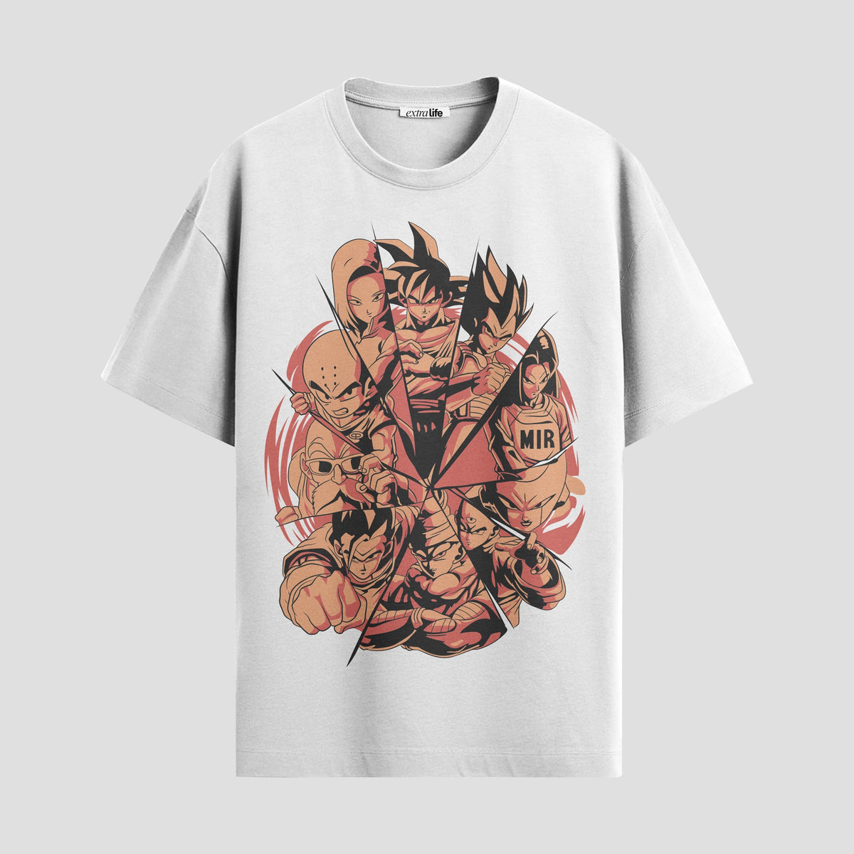 Playera urbana de anime y gaming ExtraLife MX, corte Classic Premium unisex ligero y transpirable en color Deep Black y Pure White, ropa de uso diario para gym y casual.