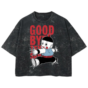 Playera streetwear premium de anime y gaming ExtraLife MX, corte boxy deluxe mineral wash heavyweight en color Acid Wash, moda urbana mexicana de culto.