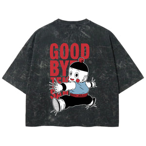 Playera streetwear premium de anime y gaming ExtraLife MX, corte boxy deluxe mineral wash heavyweight en color Acid Wash, moda urbana mexicana de culto.
