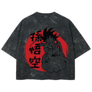 Playera streetwear premium de anime y gaming ExtraLife MX, corte boxy deluxe mineral wash heavyweight en color Acid Wash, moda urbana mexicana de culto.