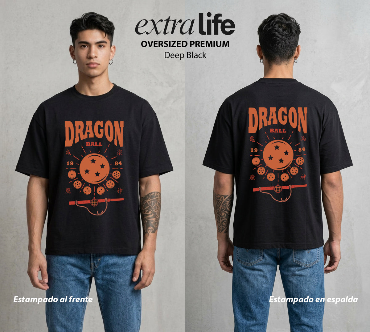 El Poder de las Esferas | Las Esferas del Destino #00709 - Playera Oversized Premium | Deep Black - Foto en modelo