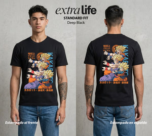 El Poder de las Esferas | Los Saiyajines Unidos #00716 - Playera Standard Fit | Deep Black - Foto en modelo