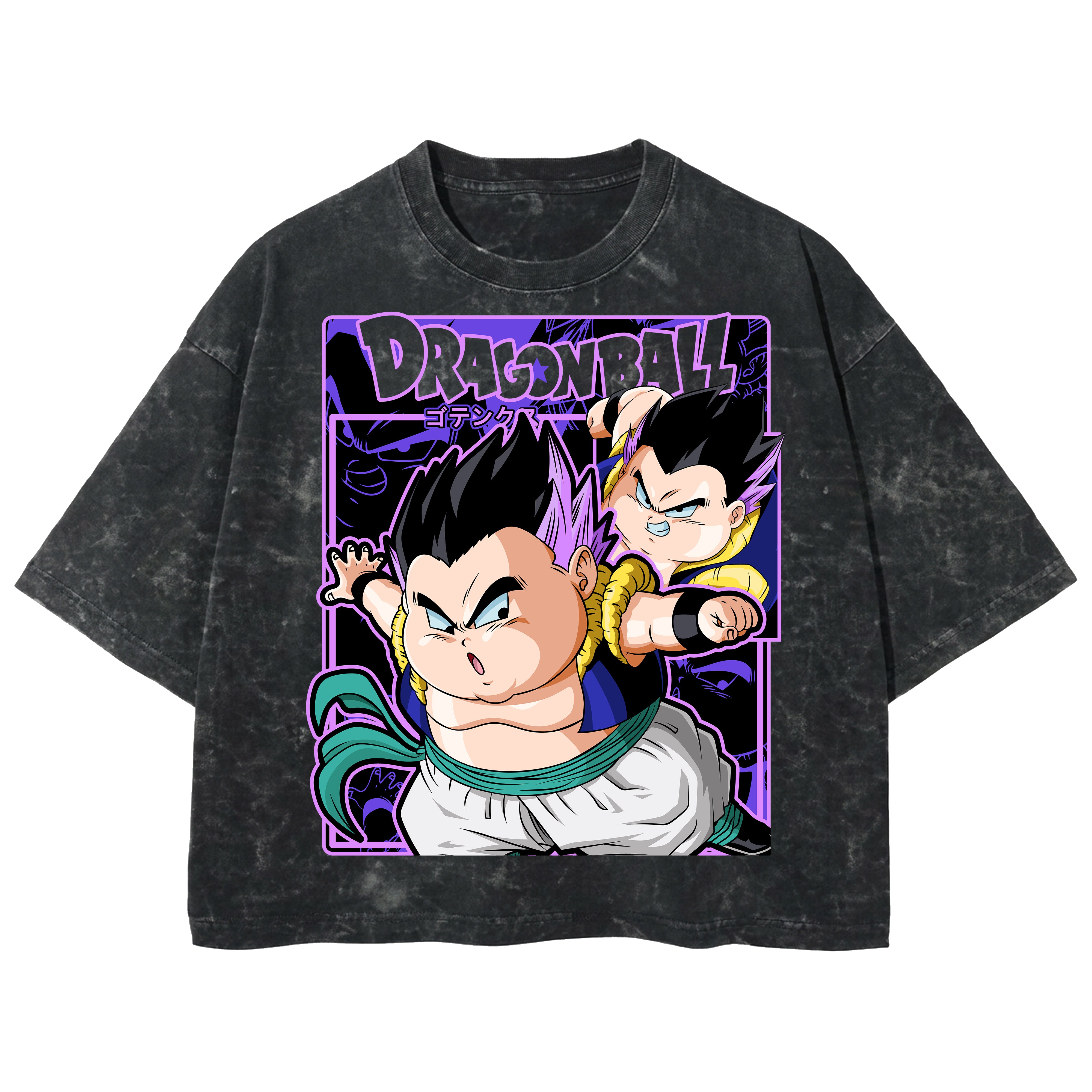 Playera streetwear premium de anime y gaming ExtraLife MX, corte boxy deluxe mineral wash heavyweight en color Acid Wash, moda urbana mexicana de culto.
