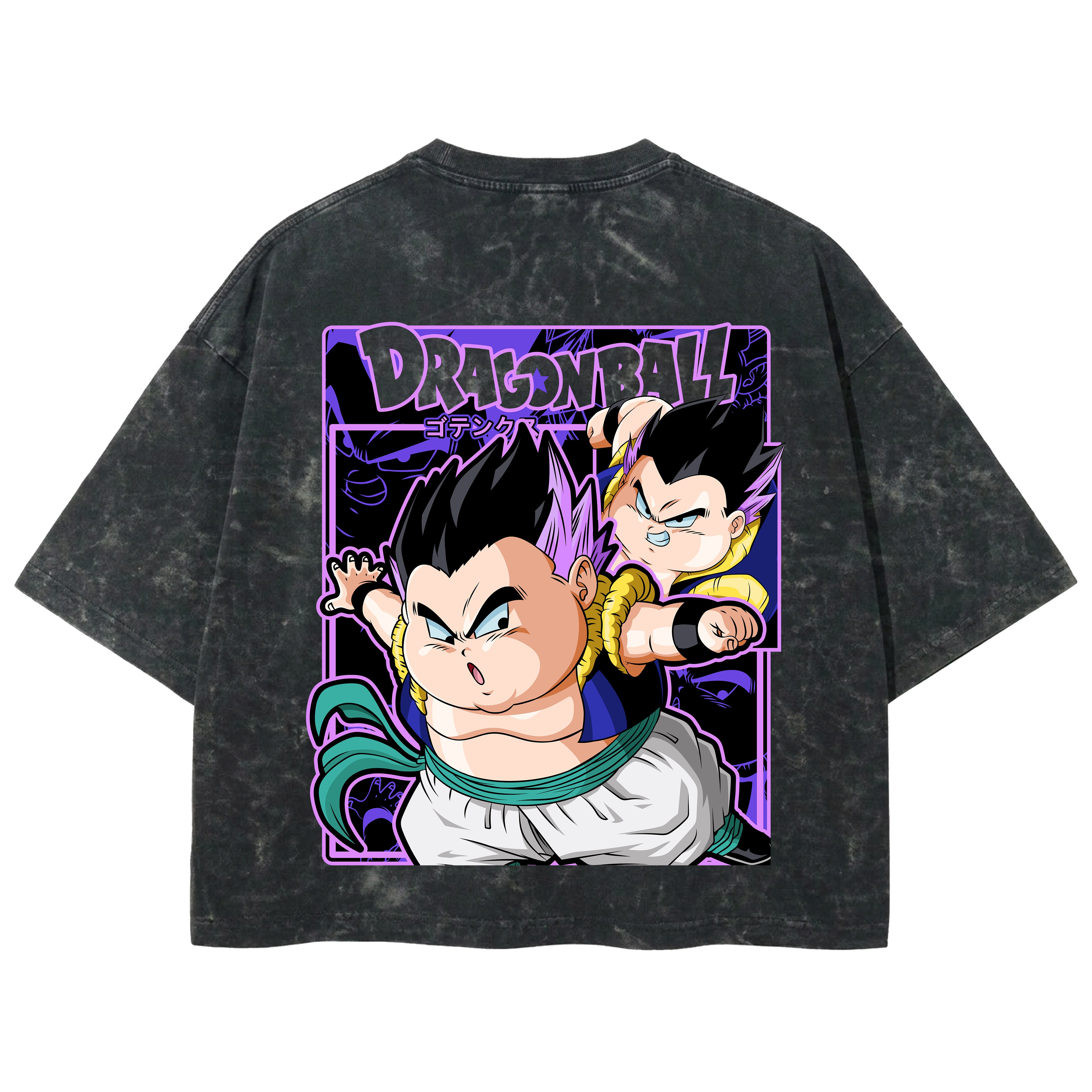 Playera streetwear premium de anime y gaming ExtraLife MX, corte boxy deluxe mineral wash heavyweight en color Acid Wash, moda urbana mexicana de culto.