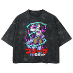 Playera streetwear premium de anime y gaming ExtraLife MX, corte boxy deluxe mineral wash heavyweight en color Acid Wash, moda urbana mexicana de culto.