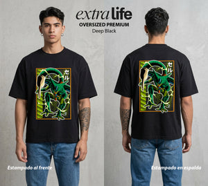 El Poder de las Esferas | La Perfeccion Genetica #00724 - Playera Oversized Premium | Deep Black - Foto en modelo