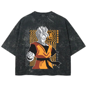 Playera streetwear premium de anime y gaming ExtraLife MX, corte boxy deluxe mineral wash heavyweight en color Acid Wash, moda urbana mexicana de culto.