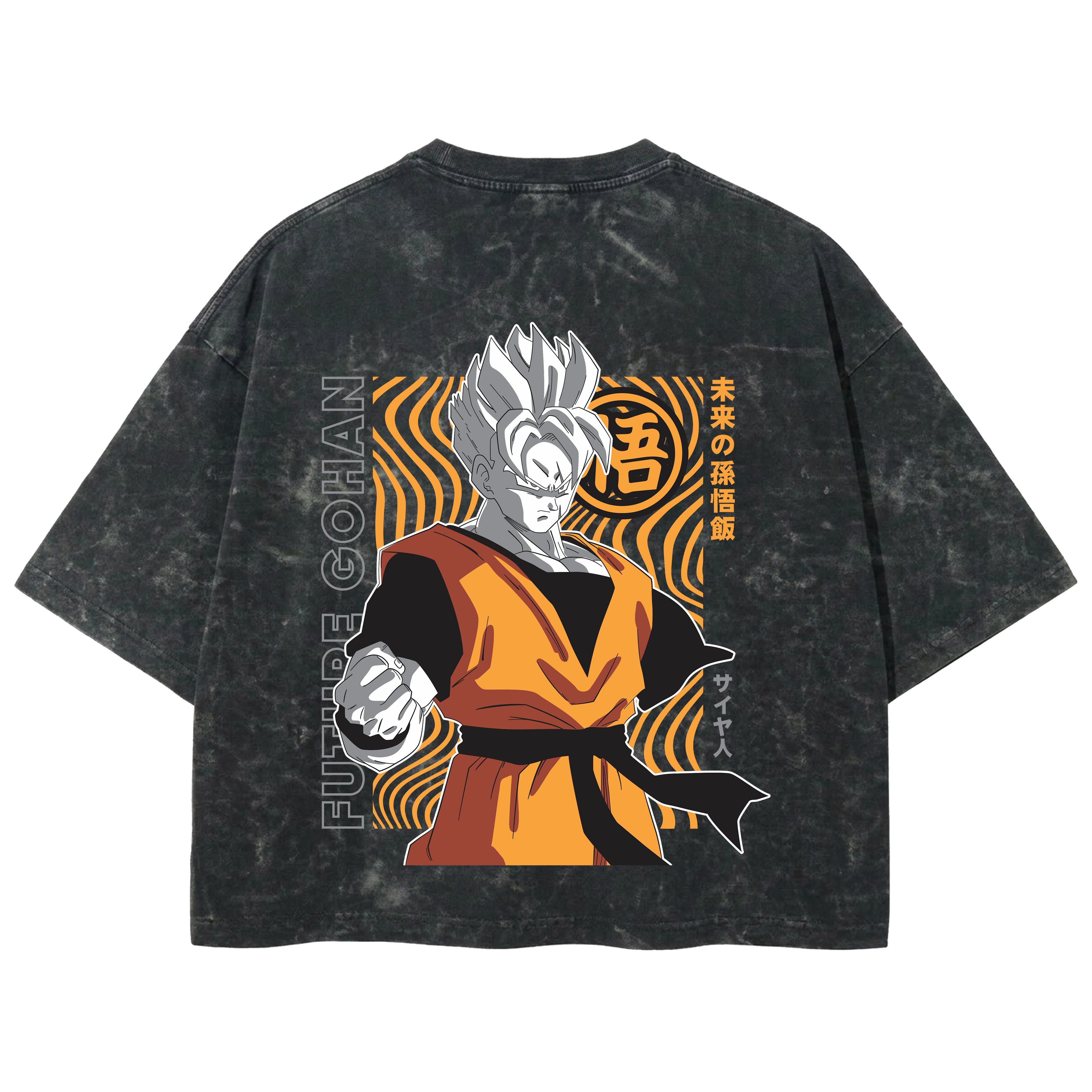 Playera streetwear premium de anime y gaming ExtraLife MX, corte boxy deluxe mineral wash heavyweight en color Acid Wash, moda urbana mexicana de culto.
