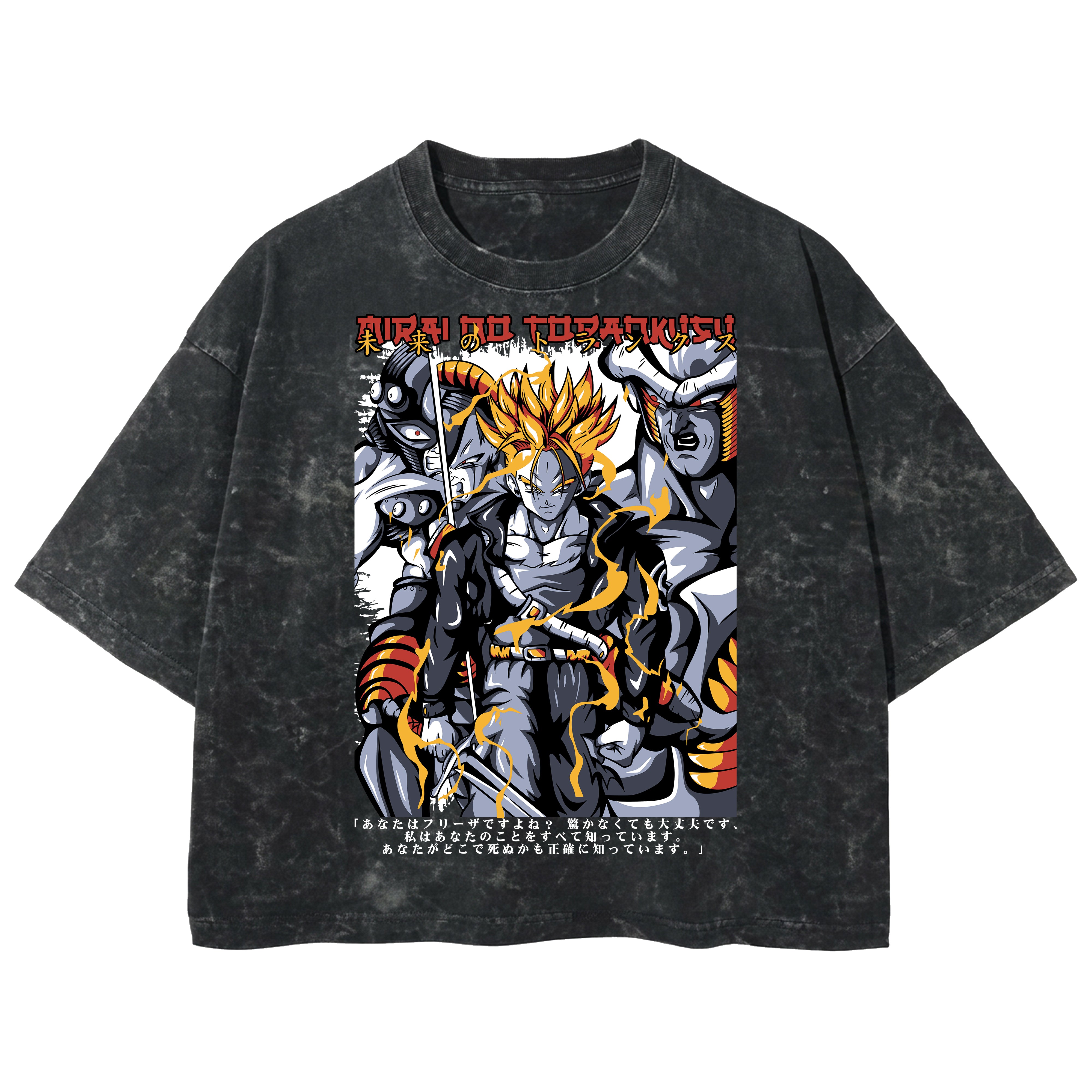 Playera streetwear premium de anime y gaming ExtraLife MX, corte boxy deluxe mineral wash heavyweight en color Acid Wash, moda urbana mexicana de culto.