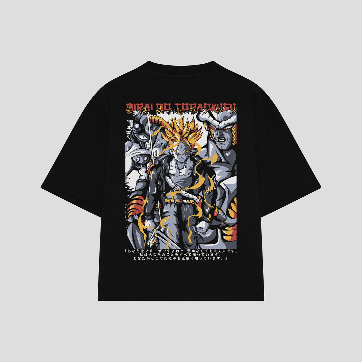 Playera streetwear premium de anime y gaming ExtraLife MX, corte oversized drop shoulder ligero y fresco en color Deep Black y Off-White, moda urbana mexicana de culto.