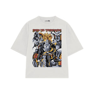 Playera streetwear premium de anime y gaming ExtraLife MX, corte oversized drop shoulder ligero y fresco en color Deep Black y Off-White, moda urbana mexicana de culto.