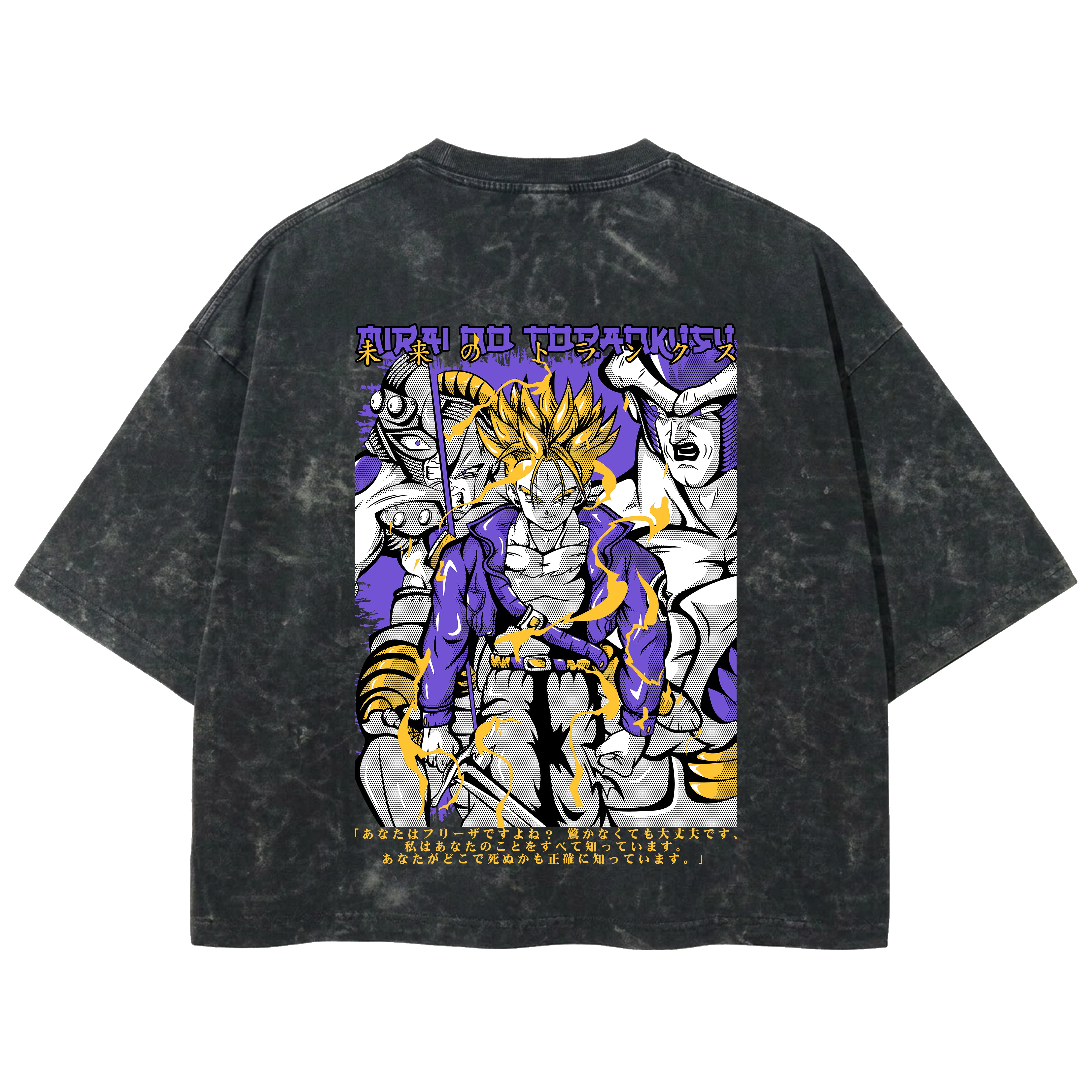 Playera streetwear premium de anime y gaming ExtraLife MX, corte boxy deluxe mineral wash heavyweight en color Acid Wash, moda urbana mexicana de culto.
