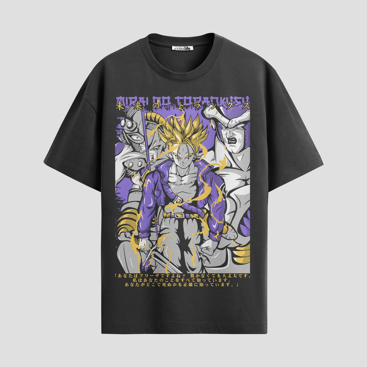 Playera urbana de anime y gaming ExtraLife MX, corte Classic Premium unisex ligero y transpirable en color Deep Black y Pure White, ropa de uso diario para gym y casual.