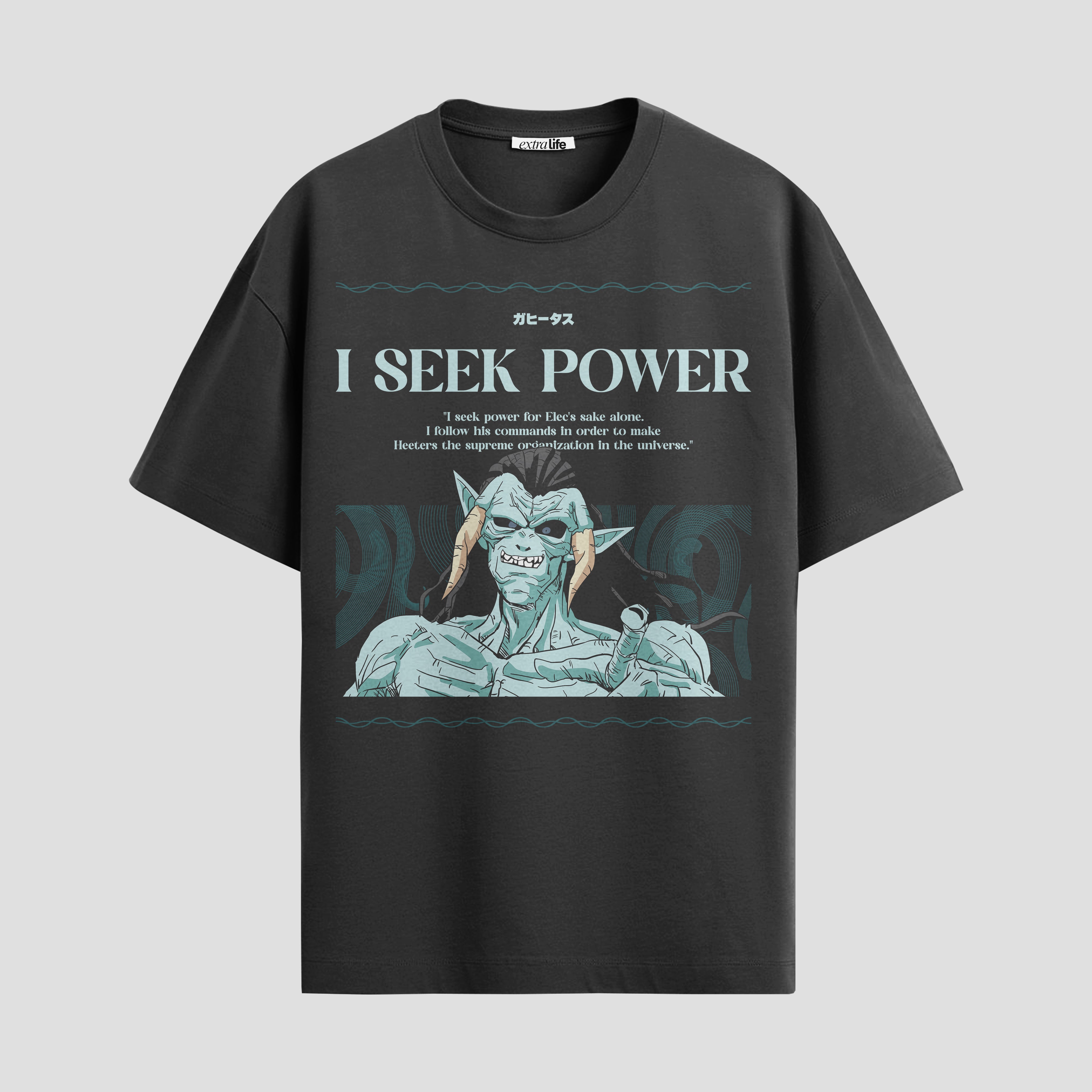 Playera urbana de anime y gaming ExtraLife MX, corte Standard Fit unisex ligero y transpirable en color Deep Black y Pure White, ropa de uso diario para gym y casual.