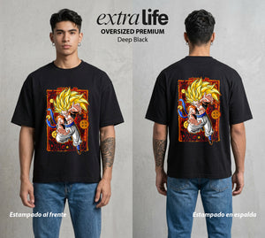 El Poder de las Esferas | El Poder Combinado #00738 - Playera Oversized Premium | Deep Black - Foto en modelo