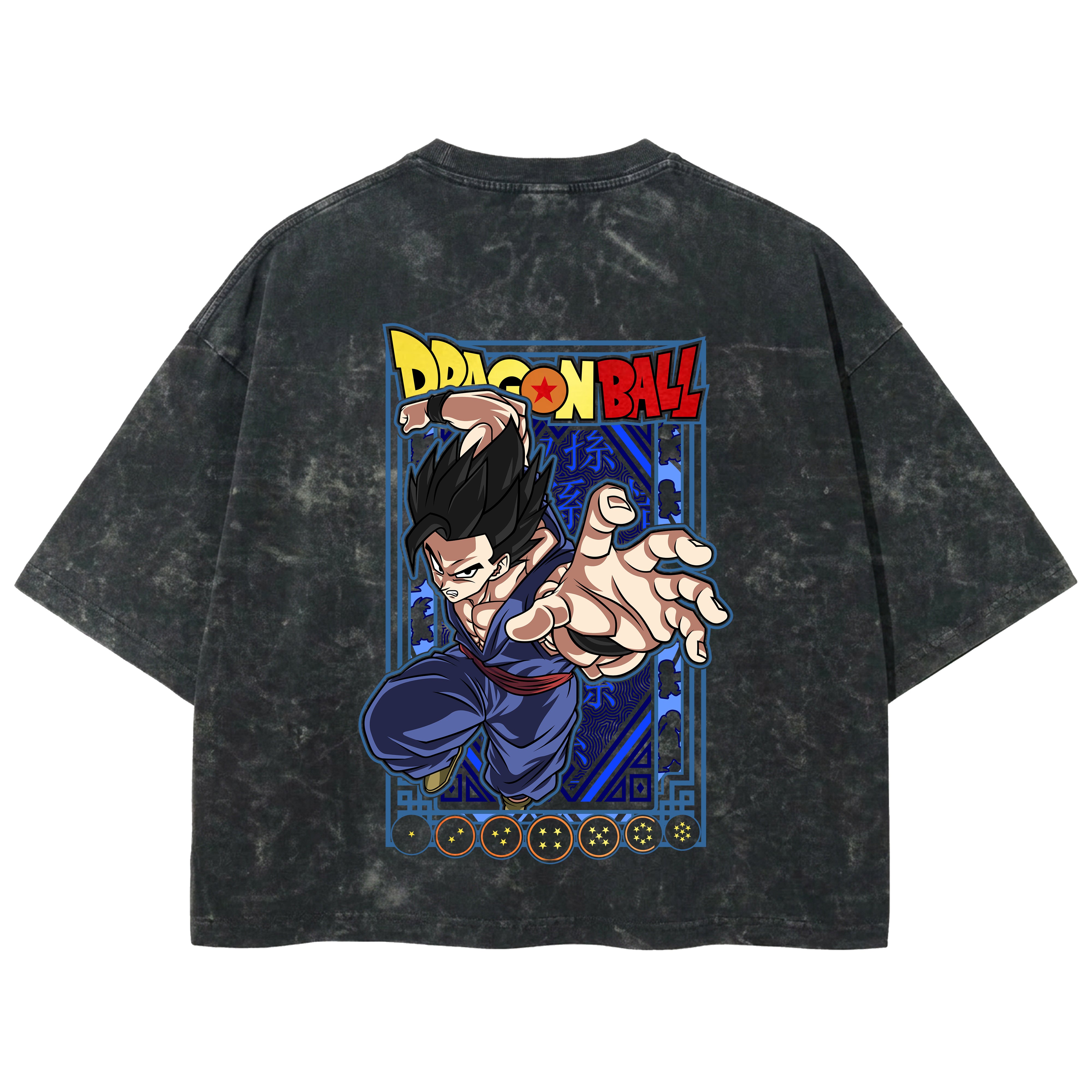 Playera streetwear premium de anime y gaming ExtraLife MX, corte boxy deluxe mineral wash heavyweight en color Acid Wash, moda urbana mexicana de culto.