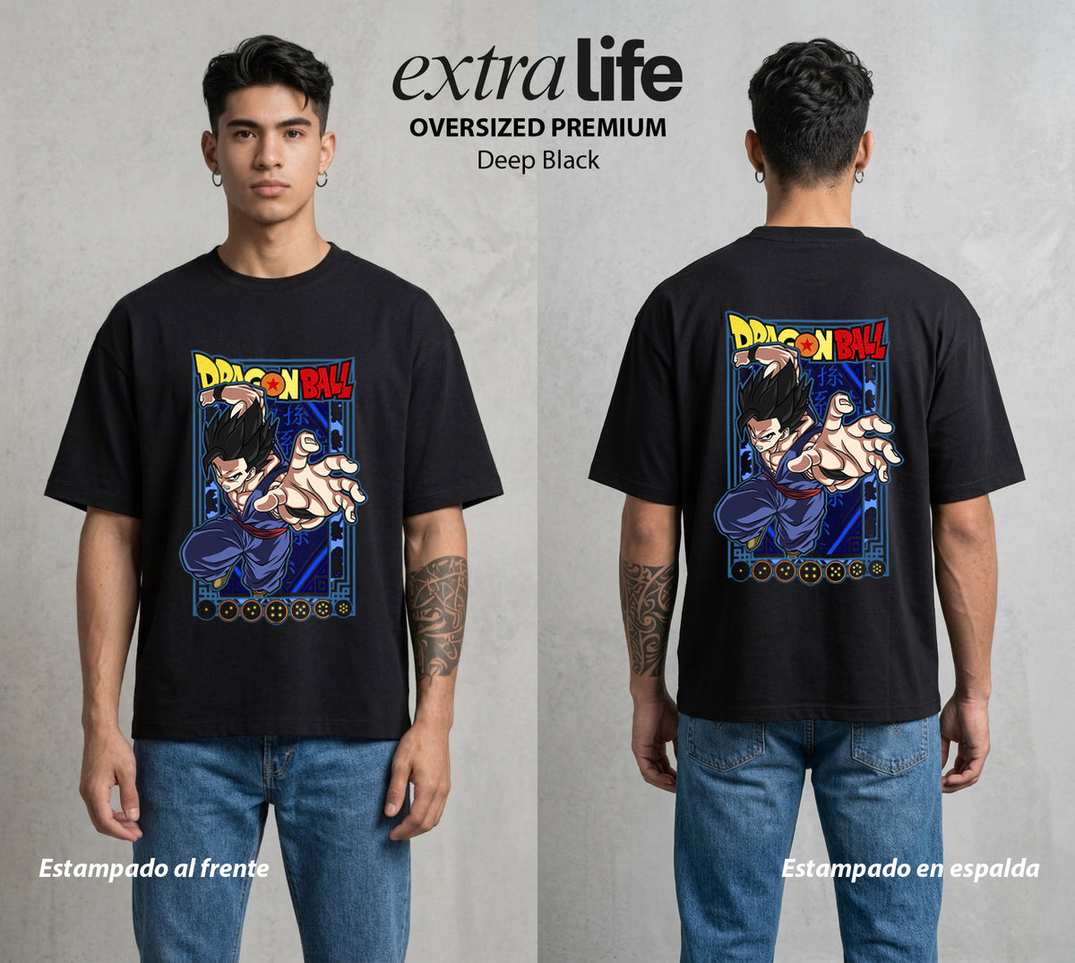 El Poder de las Esferas | Potencial sin Limite #00741 - Playera Oversized Premium | Deep Black - Foto en modelo