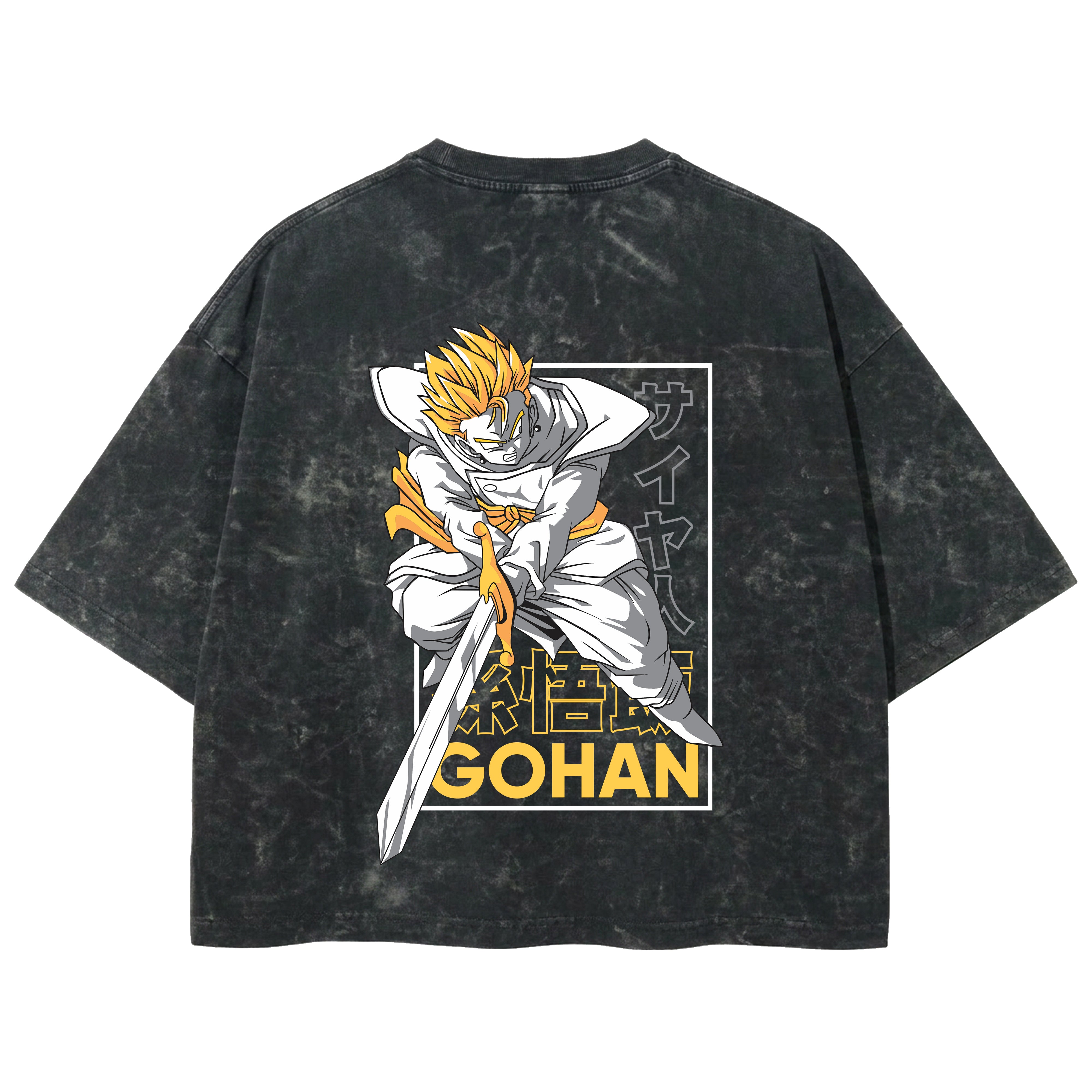 Playera streetwear premium de anime y gaming ExtraLife MX, corte boxy deluxe mineral wash heavyweight en color Acid Wash, moda urbana mexicana de culto.