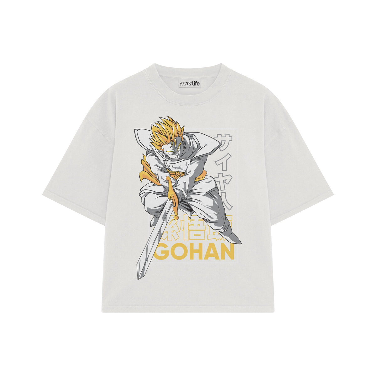 Playera streetwear premium de anime y gaming ExtraLife MX, corte oversized drop shoulder ligero y fresco en color Deep Black y Off-White, moda urbana mexicana de culto.