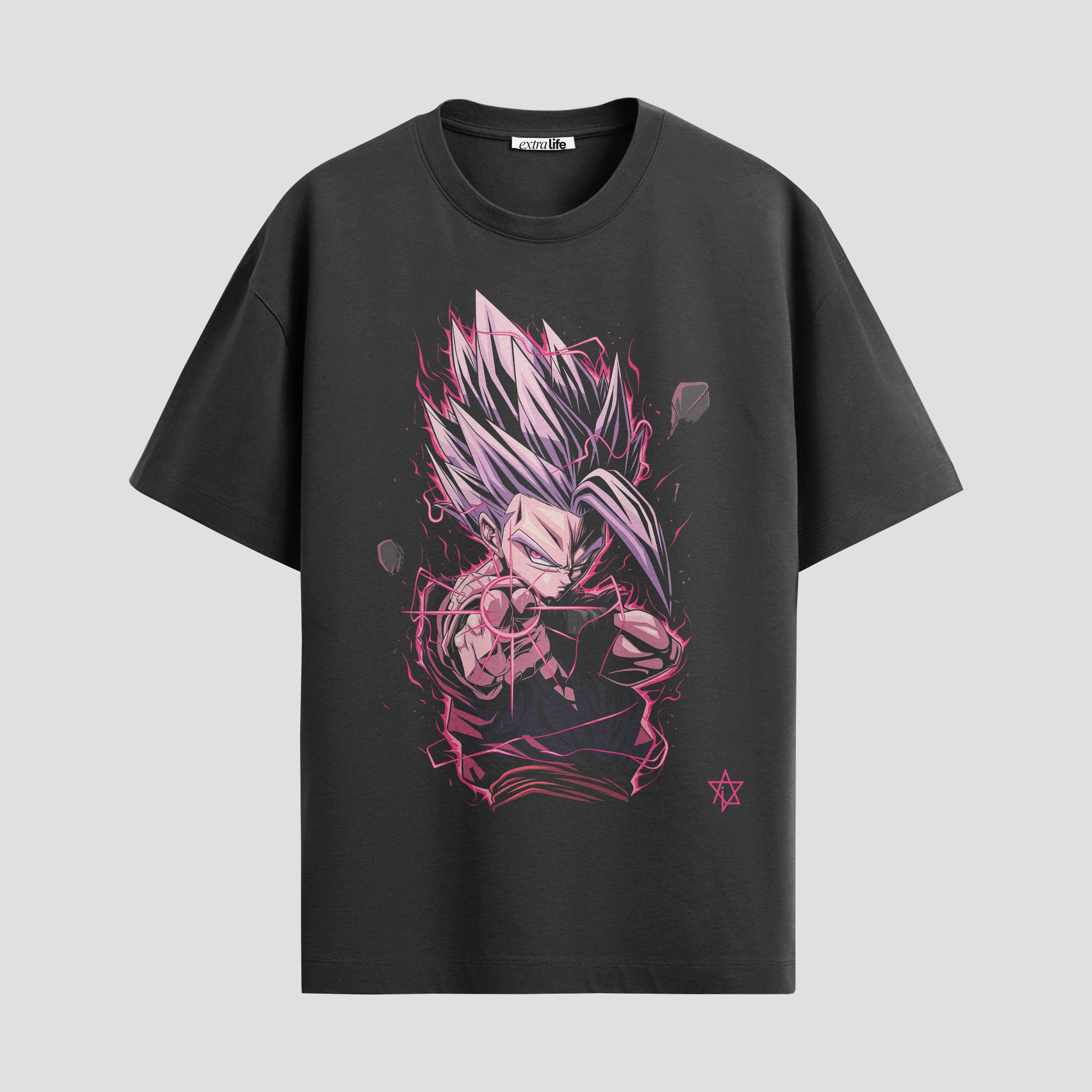 Playera urbana de anime y gaming ExtraLife MX, corte Standard Fit unisex ligero y transpirable en color Deep Black y Pure White, ropa de uso diario para gym y casual.