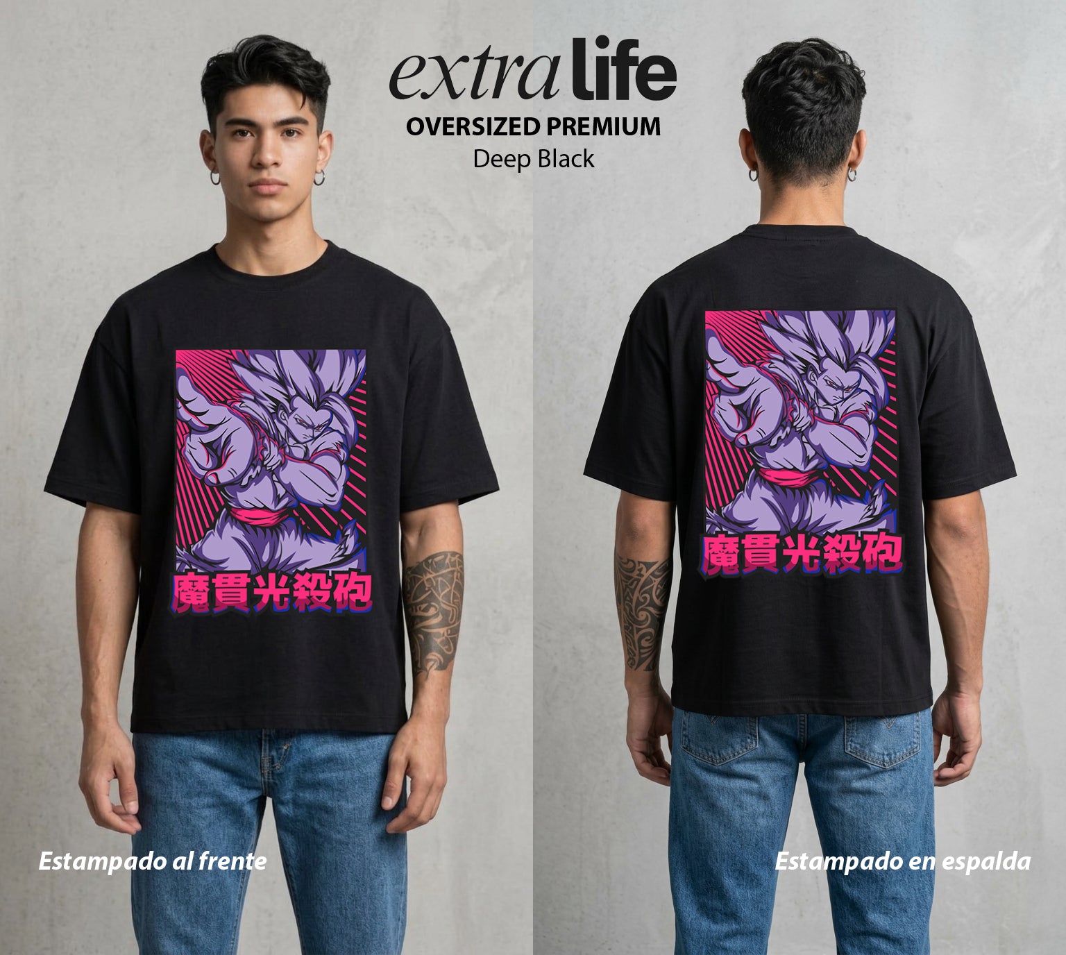 El Poder de las Esferas | El Hijo del Guerrero #00745 - Playera Oversized Premium | Deep Black - Foto en modelo
