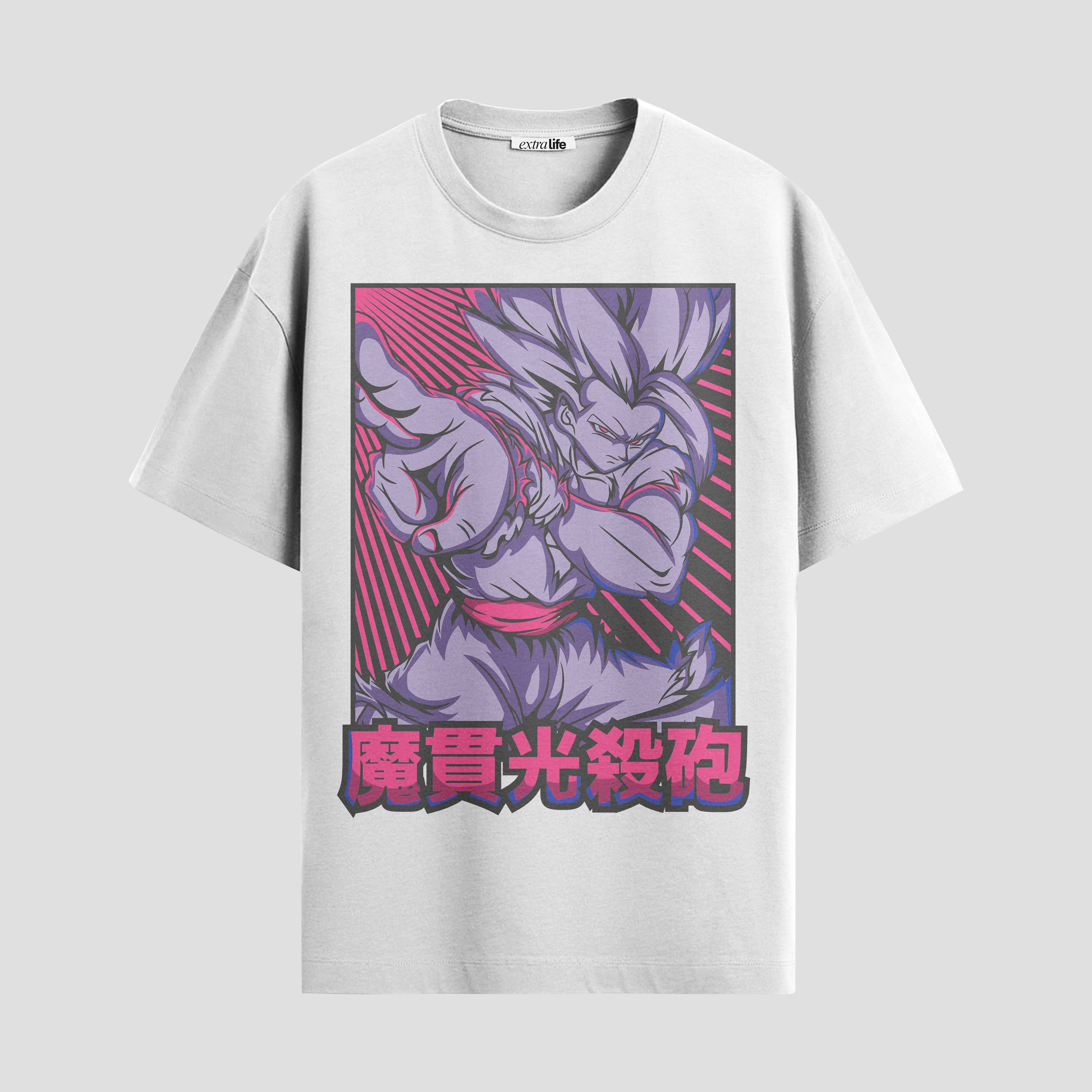 Playera urbana de anime y gaming ExtraLife MX, corte Standard Fit unisex ligero y transpirable en color Deep Black y Pure White, ropa de uso diario para gym y casual.