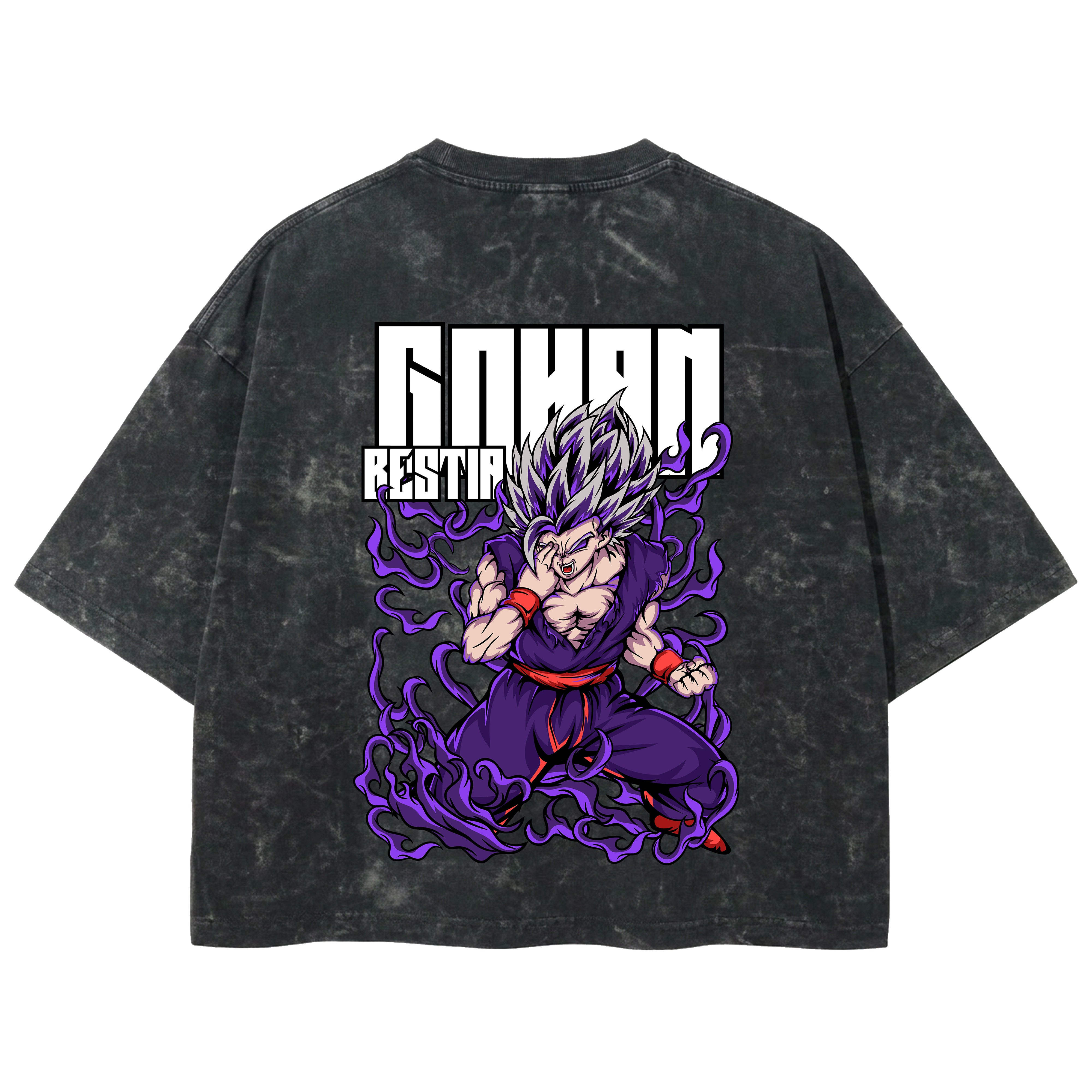 Playera streetwear premium de anime y gaming ExtraLife MX, corte boxy deluxe mineral wash heavyweight en color Acid Wash, moda urbana mexicana de culto.