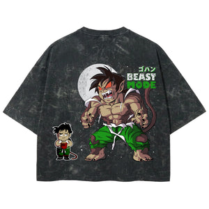 Playera streetwear premium de anime y gaming ExtraLife MX, corte boxy deluxe mineral wash heavyweight en color Acid Wash, moda urbana mexicana de culto.