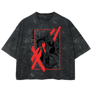Playera streetwear premium de anime y gaming ExtraLife MX, corte boxy deluxe mineral wash heavyweight en color Acid Wash, moda urbana mexicana de culto.